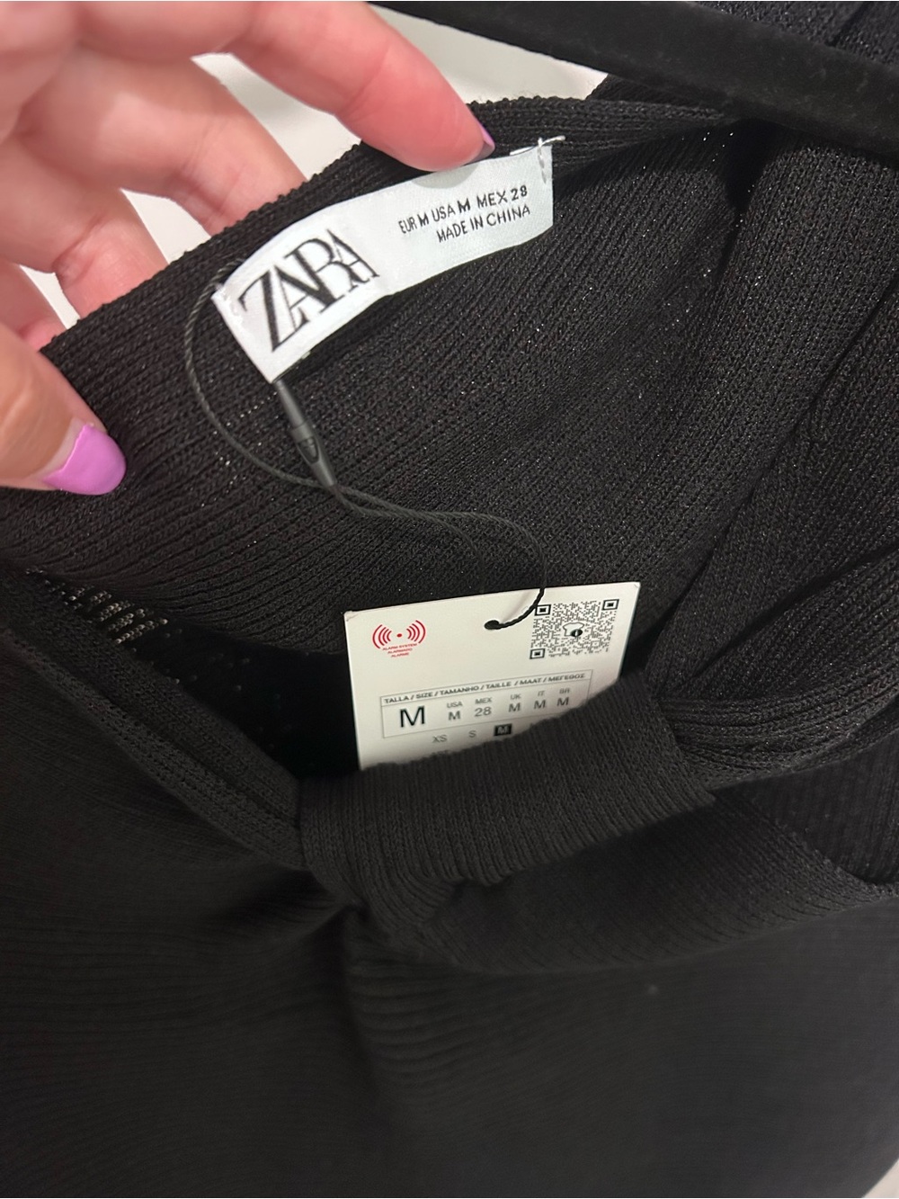 ZARA Black Ribbed Knit Shirt